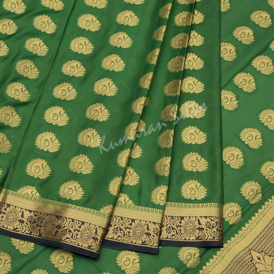 Semi Mysore Silk Embroidered Dark Green Saree