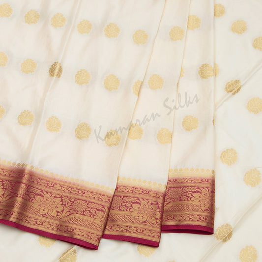 Semi Mysore Silk Embroidered Cream Saree 24