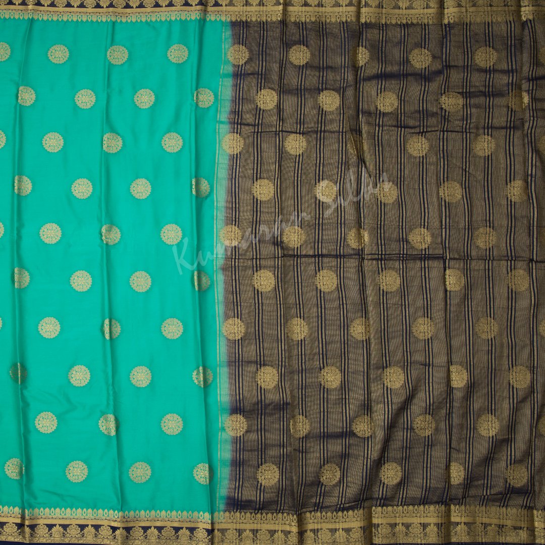 Semi Mysore Silk Embroidered Mint Green Saree 06