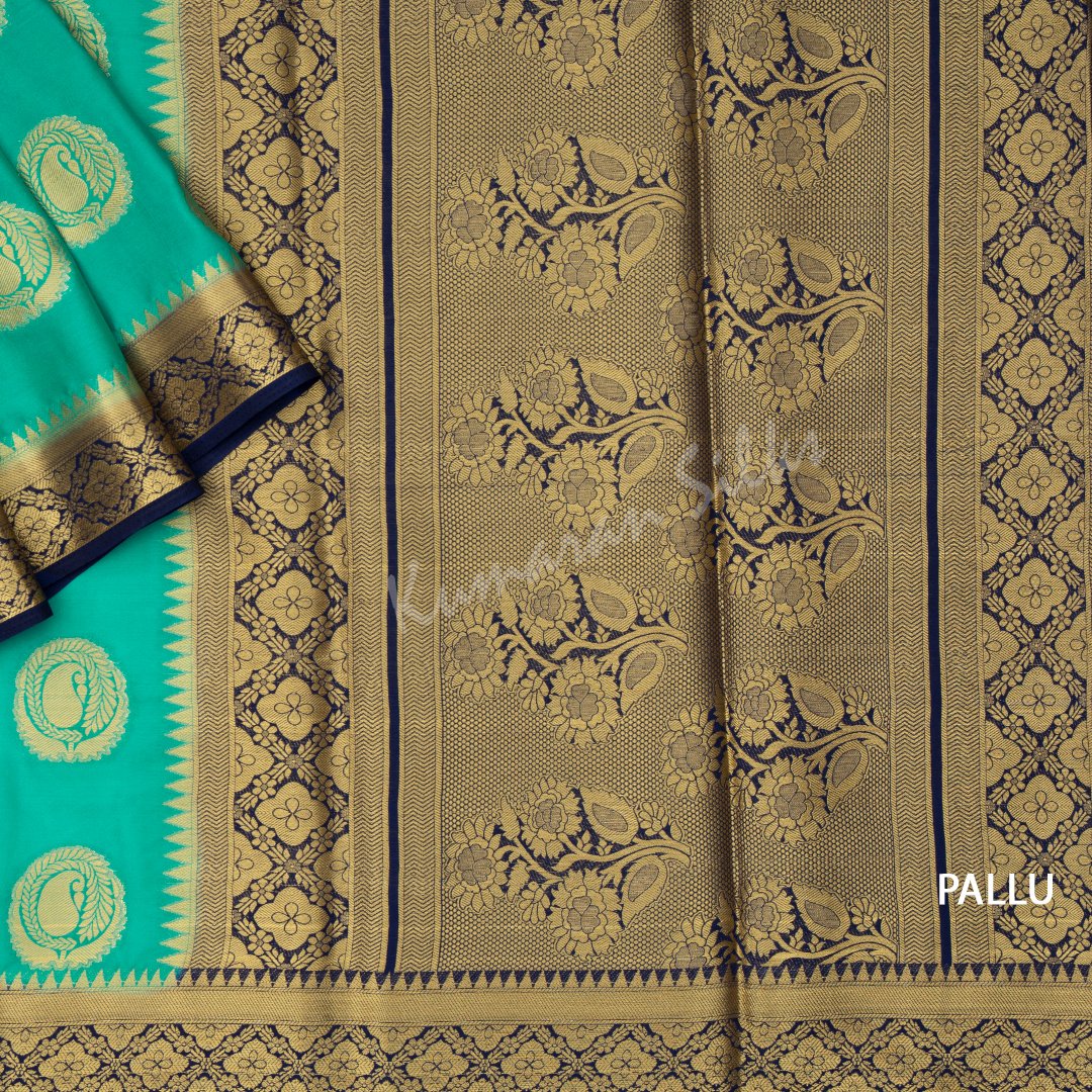 Semi Mysore Silk Embroidered Mint Green Saree 07