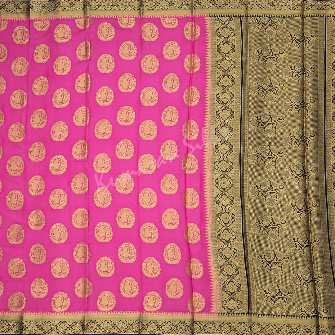 Semi Mysore Silk Embroidered Rose Pink Saree