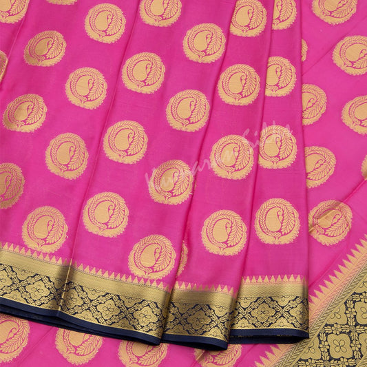 Semi Mysore Silk Embroidered Rose Pink Saree