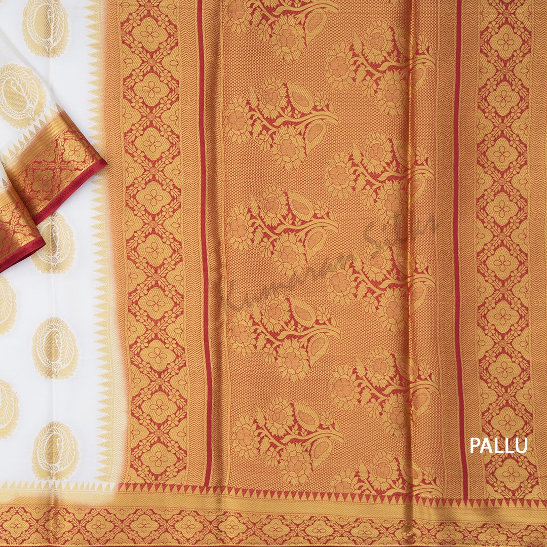Semi Mysore Silk Embroidered Cream Saree 27