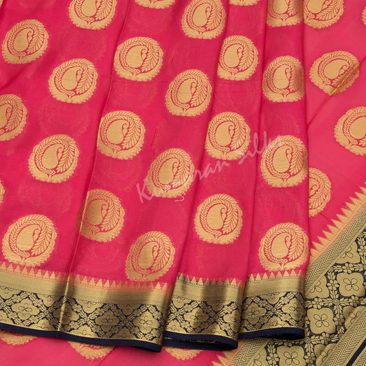 Semi Mysore Silk Embroidered Dark Rose Pink Saree