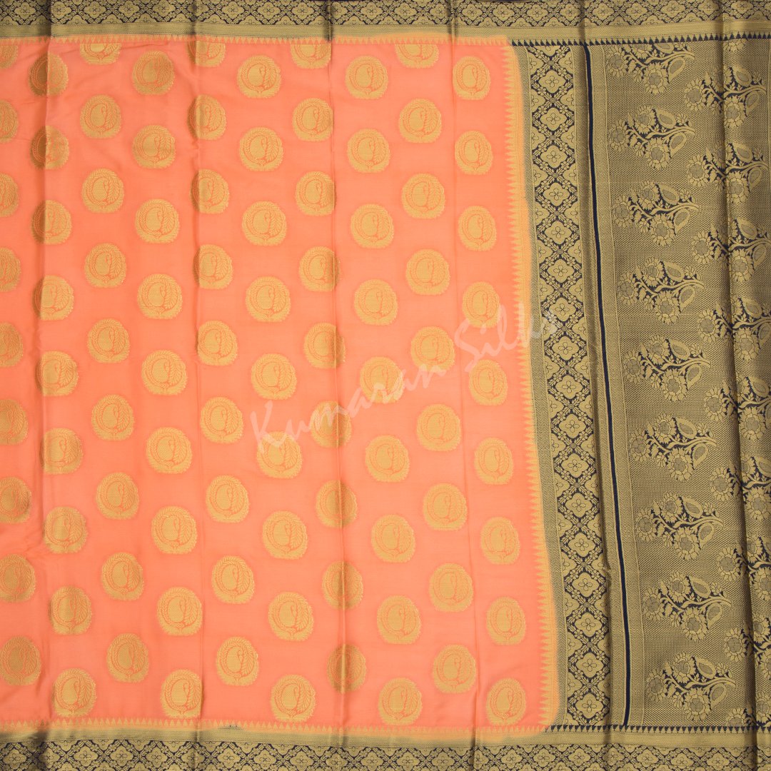 Semi Mysore Silk Embroidered Melon Orange Saree
