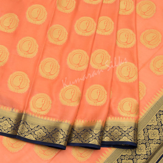 Semi Mysore Silk Embroidered Melon Orange Saree
