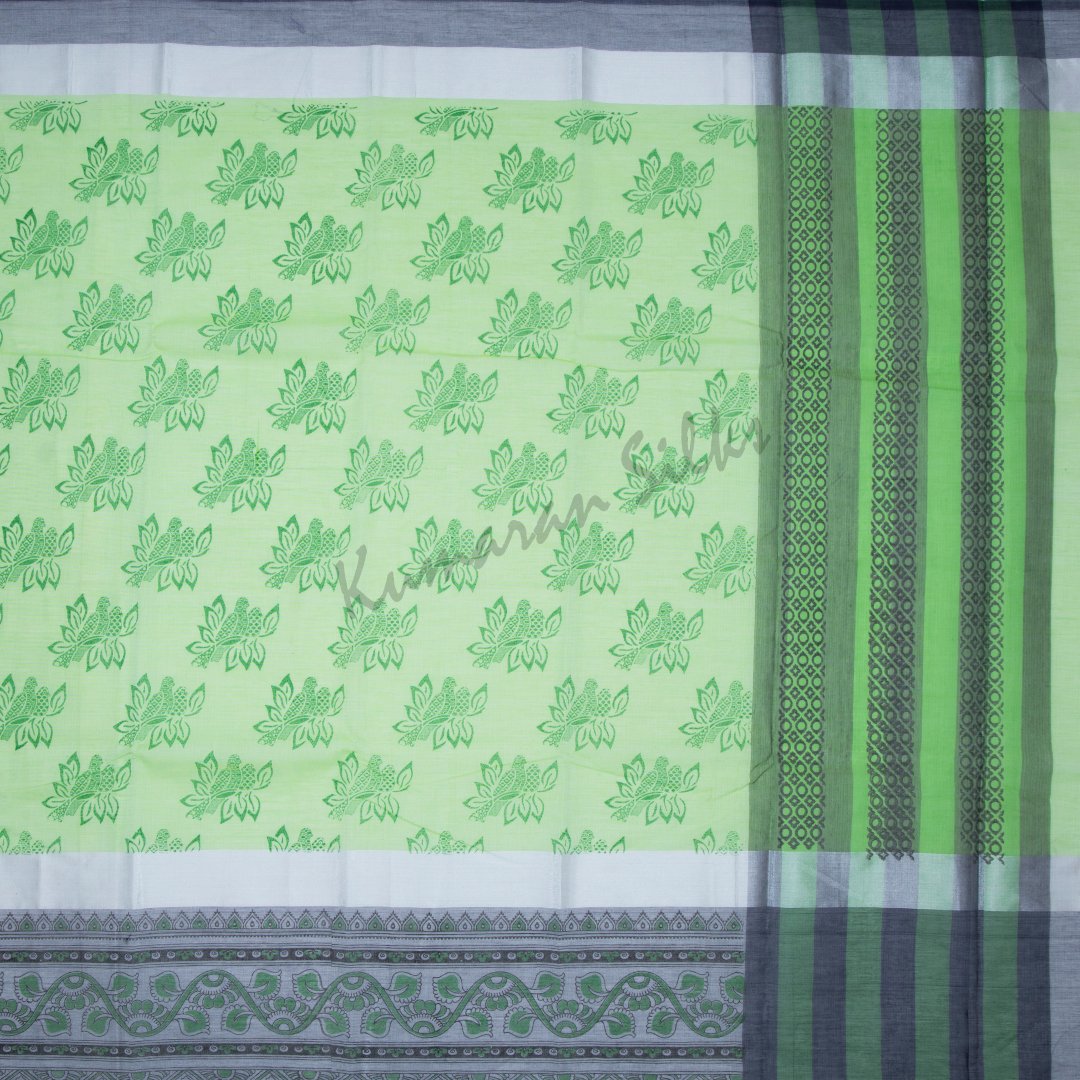 Semi Gadwal Light Green Printed Saree