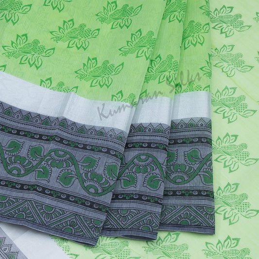 Semi Gadwal Light Green Printed Saree