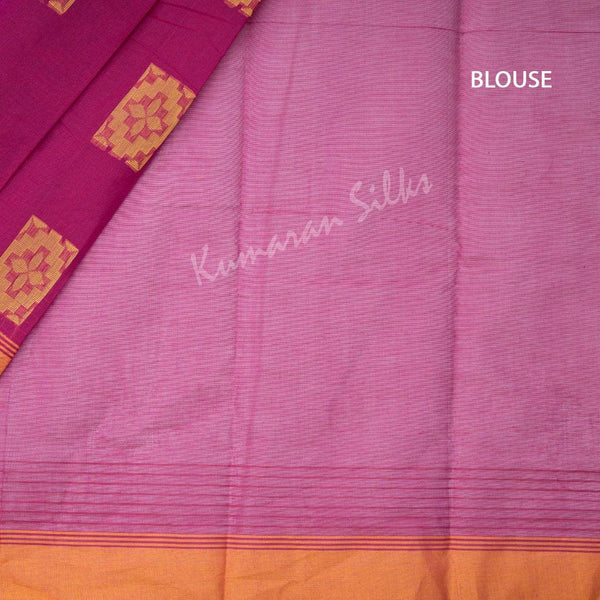 Kanchi Cotton Embroidered Magenta Pink Saree - Kumaran Silks