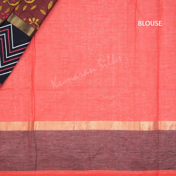 Gadwal Cotton Maroon Printed Saree - Kumaran Silks