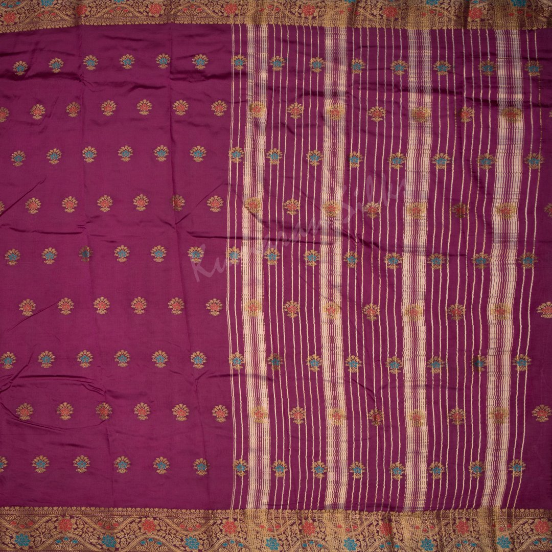 Semi Tussar Embroidered Dark Purple Saree