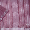 Semi Linen Printed Plum Violet Saree 02 - Kumaran Silks