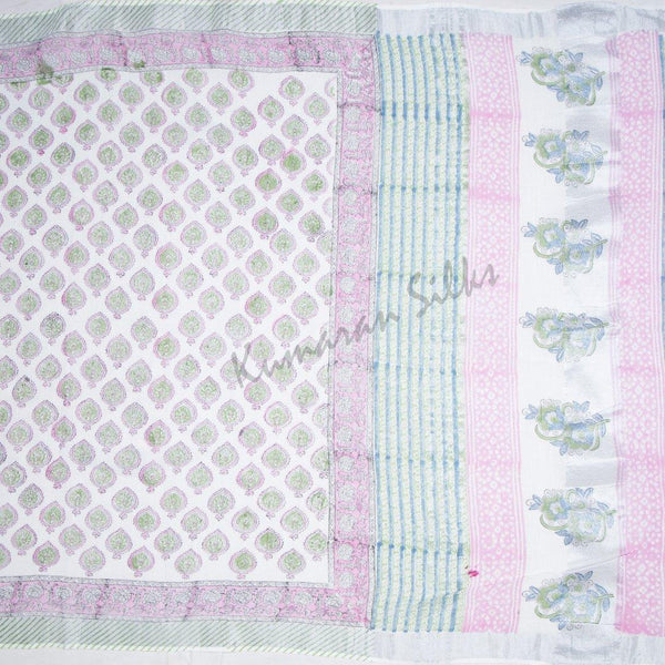 Semi Linen Printed White Saree 16 - Kumaran Silks