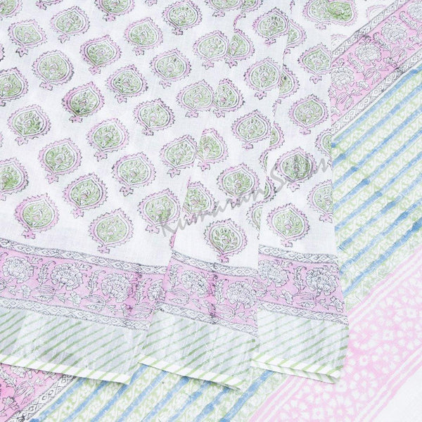 Semi Linen Printed White Saree 16 - Kumaran Silks