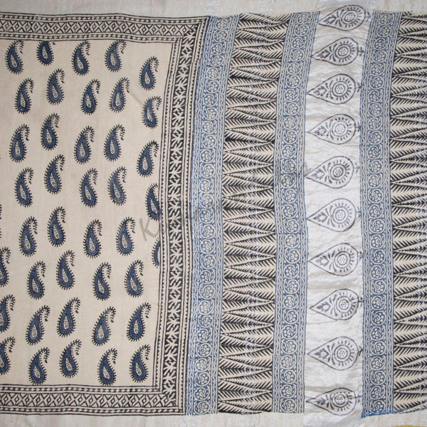 Semi Linen Printed Cream Saree 20 - Kumaran Silks