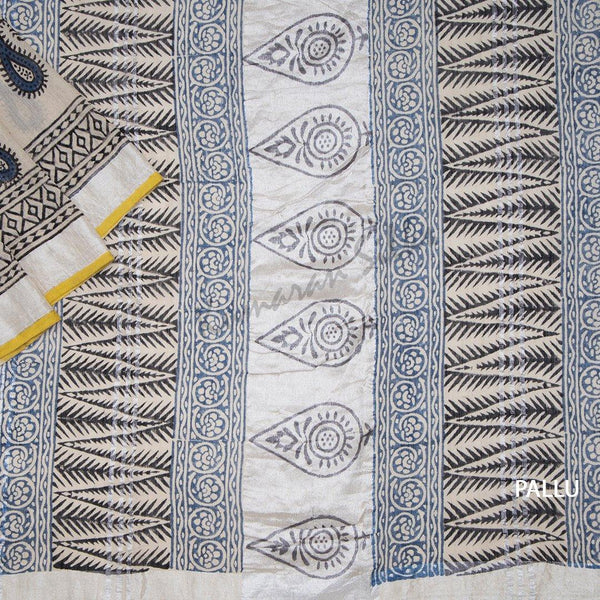 Semi Linen Printed Cream Saree 20 - Kumaran Silks