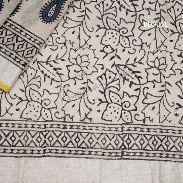 Semi Linen Printed Cream Saree 20 - Kumaran Silks