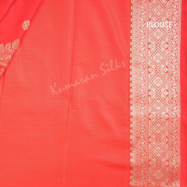 Semi Banaras Red Embroidered Saree - Kumaran Silks