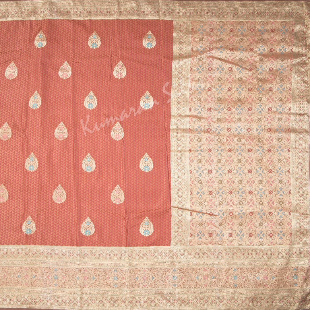 Semi Banaras Cinnamon Brown Embroidered Saree