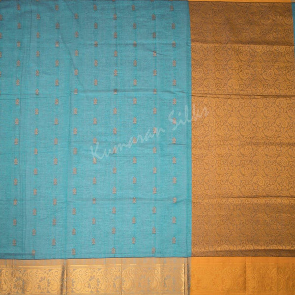 Venkatagiri Handloom Cotton Peacock Green Saree Without Blouse - Kumaran Silks
