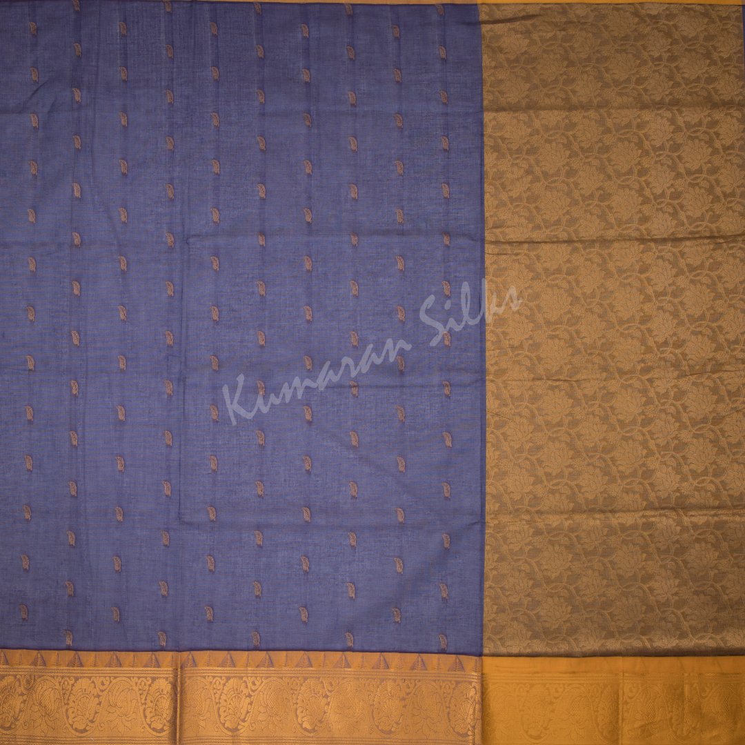 Venkatagiri Handloom Cotton Dark Blue Saree Without Blouse 02