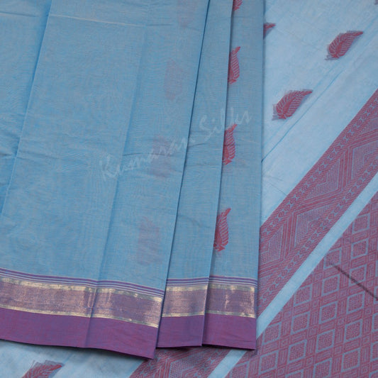 Chettinad Cotton Shot Colour Thread Work Saree With Contrast Zari Border