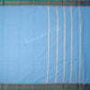 Poly Cotton Blue Plain Saree With Contrast Mango Border