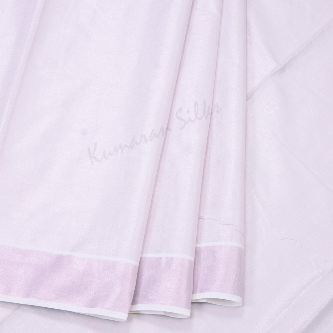 Kerala Cotton Light Pink Plain Tissue Saree With Pink Border