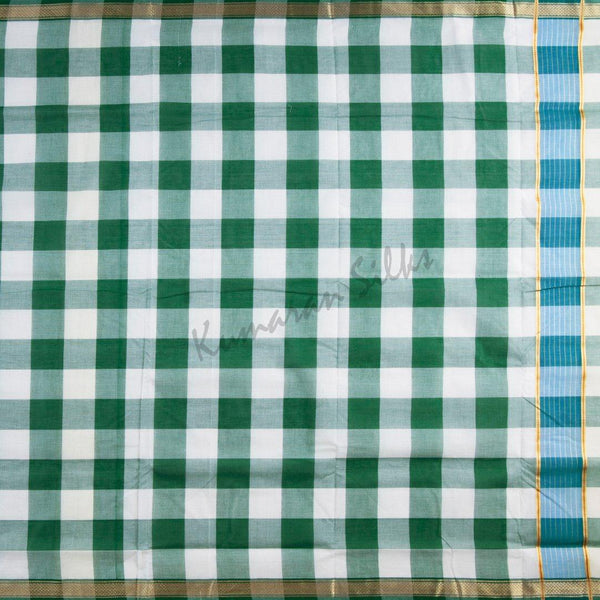 9 Yards Chettinad Cotton Multi Colour Checked Saree And Simple Thread Border Without Blouse 03 - Kumaran Silks