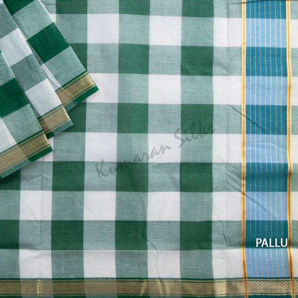 9 Yards Chettinad Cotton Multi Colour Checked Saree And Simple Thread Border Without Blouse 03 - Kumaran Silks
