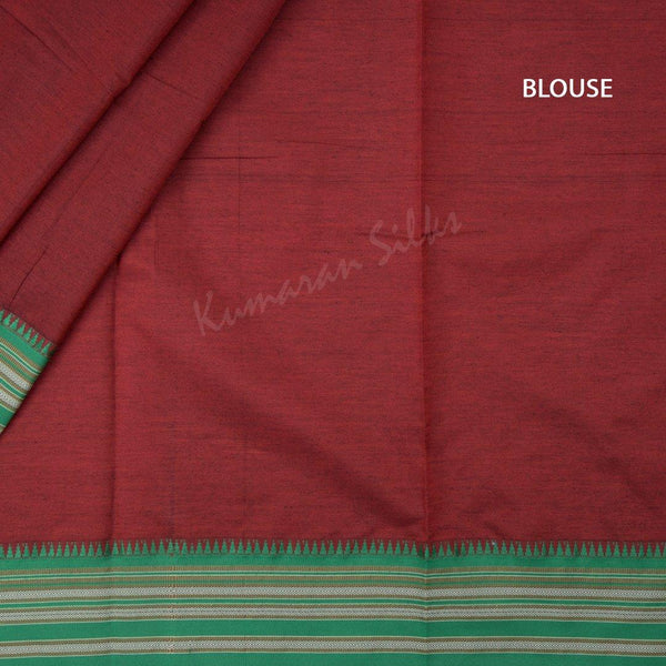 Dharwad Cotton Dark Red Plain Saree - Kumaran Silks