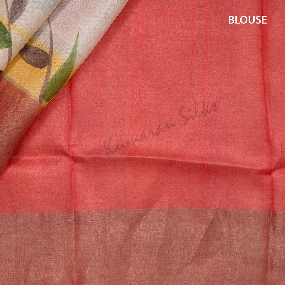 Tussar Multi Colour Printed Saree With Floral Designs Over The Body