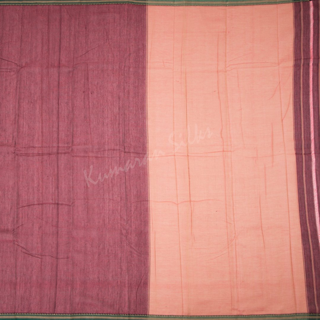 Dharwad Cotton Dark Pink Plain Saree Without Blouse