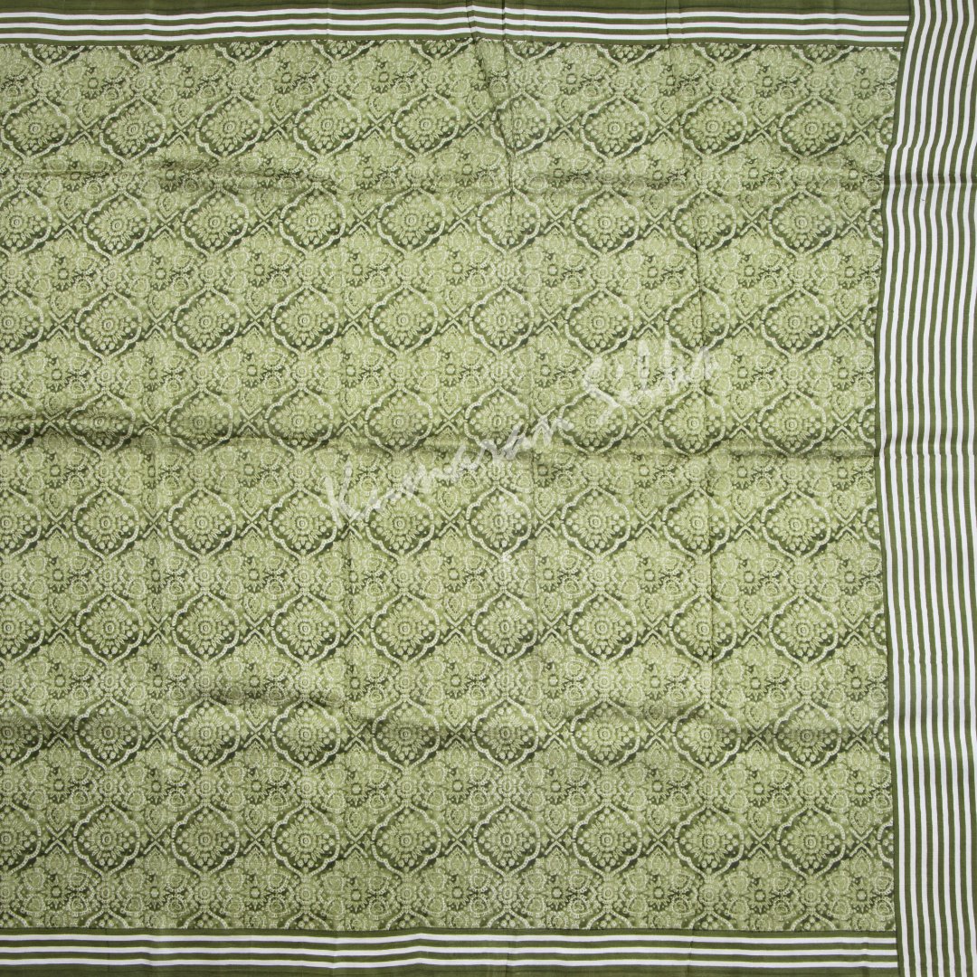 Pure Silk Printed Green Saree 04