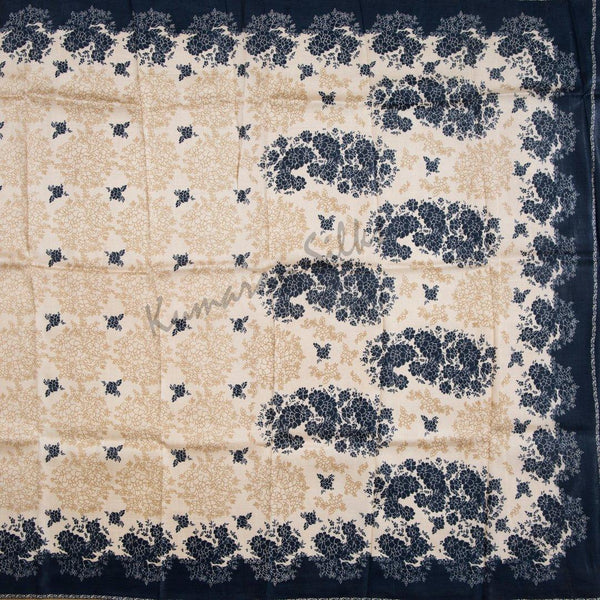 Pure Silk Printed Cream Saree 02 - Kumaran Silks