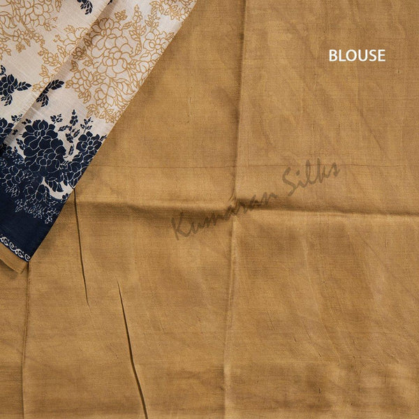 Pure Silk Printed Cream Saree 02 - Kumaran Silks
