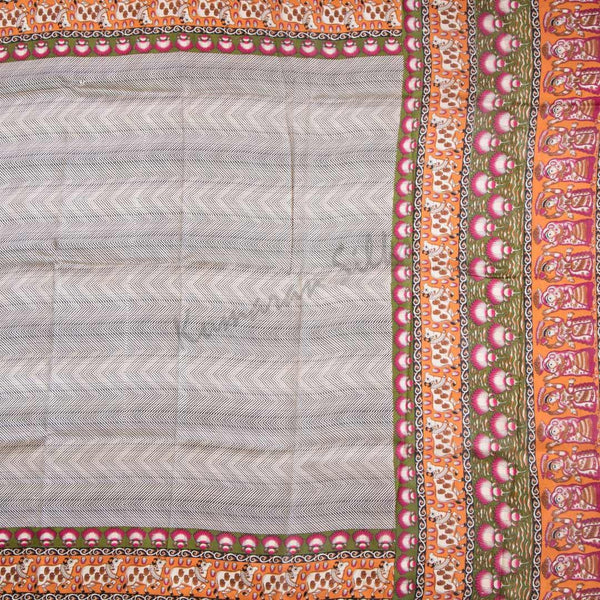Pure Silk Printed Cream Saree 06 - Kumaran Silks