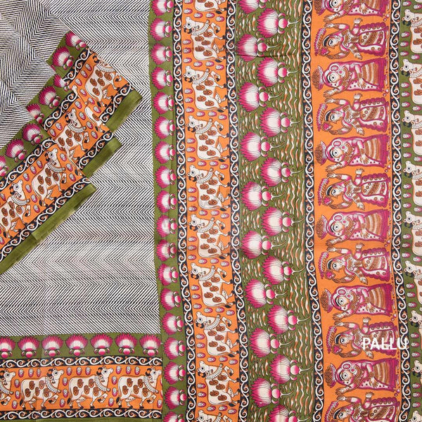 Pure Silk Printed Cream Saree 06 - Kumaran Silks