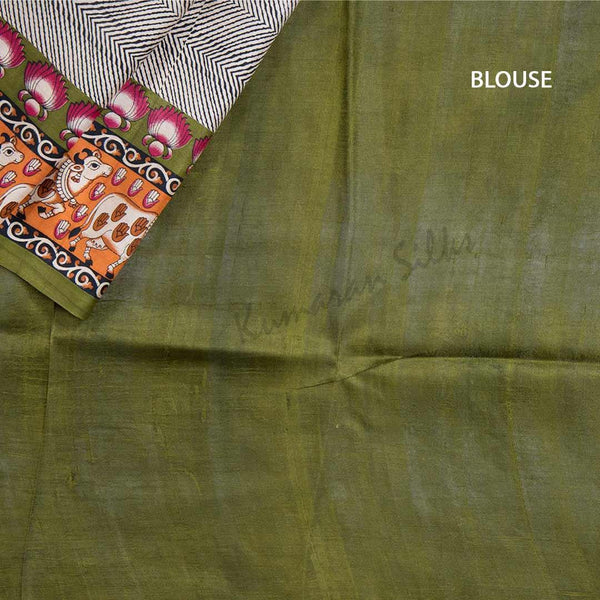 Pure Silk Printed Cream Saree 06 - Kumaran Silks