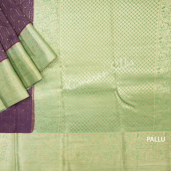 Plum Purple Pure Mysore Crepe Silk Saree - Kumaran Silks