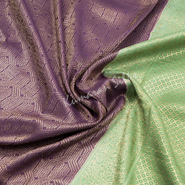 Plum Purple Pure Mysore Crepe Silk Saree - Kumaran Silks