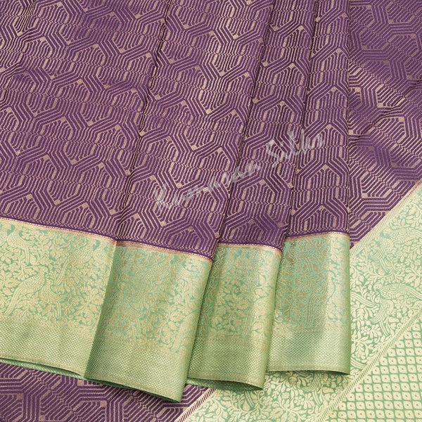 Plum Purple Pure Mysore Crepe Silk Saree - Kumaran Silks