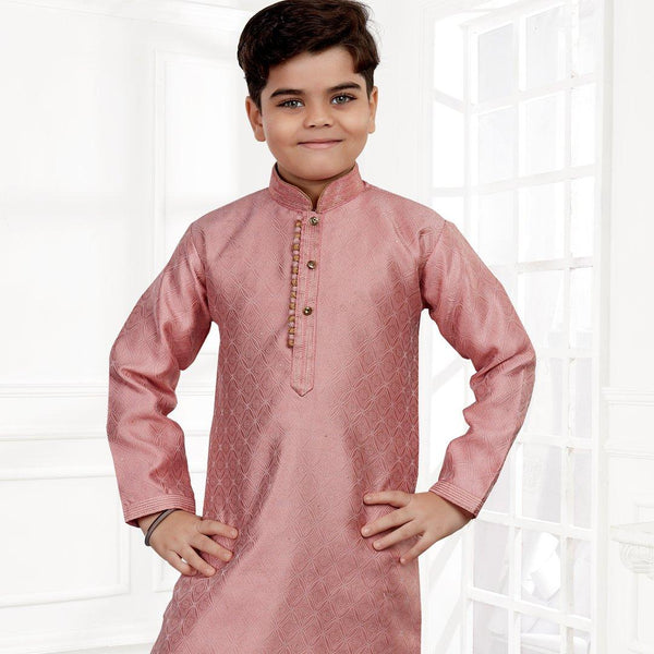 Raw Silk Onion Pink Kurta Set - Kumaran Silks