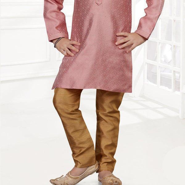 Raw Silk Onion Pink Kurta Set - Kumaran Silks