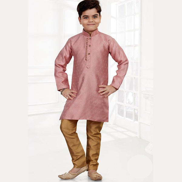 Raw Silk Onion Pink Kurta Set - Kumaran Silks