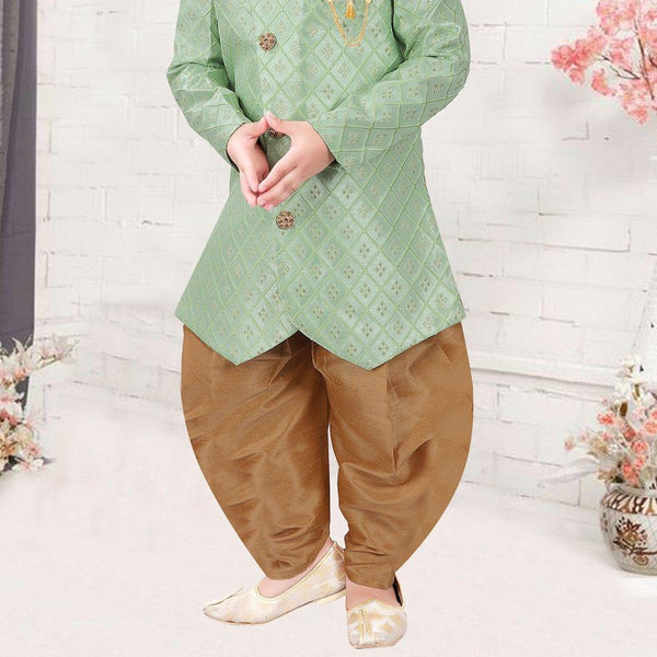 Raw Silk Pista Green Sherwani Set - Kumaran Silks