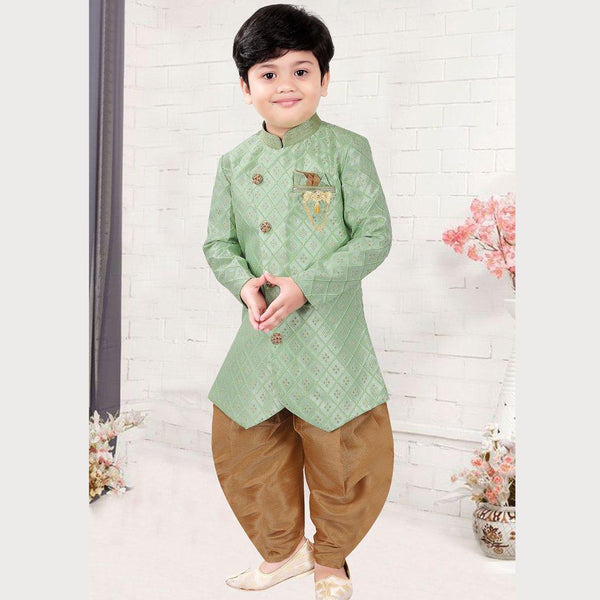 Raw Silk Pista Green Sherwani Set - Kumaran Silks