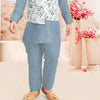 Raw Silk Greyish Blue Sherwani Set - Kumaran Silks