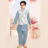 Raw Silk Greyish Blue Sherwani Set - Kumaran Silks