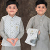 Raw Silk Grey Sherwani Set - Kumaran Silks